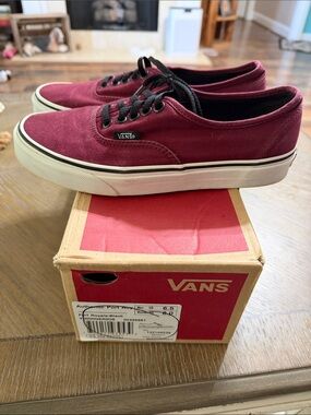 Vans Burgundy Canvas Low-Top Sneakers with Black Laces